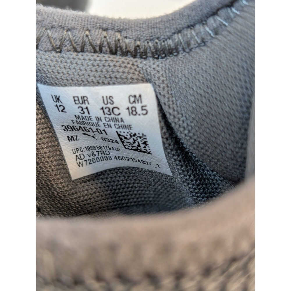 Puma Kids Pacer Future Doubleknit Running Size 13C Blck/Gray - Picture 3 of 9